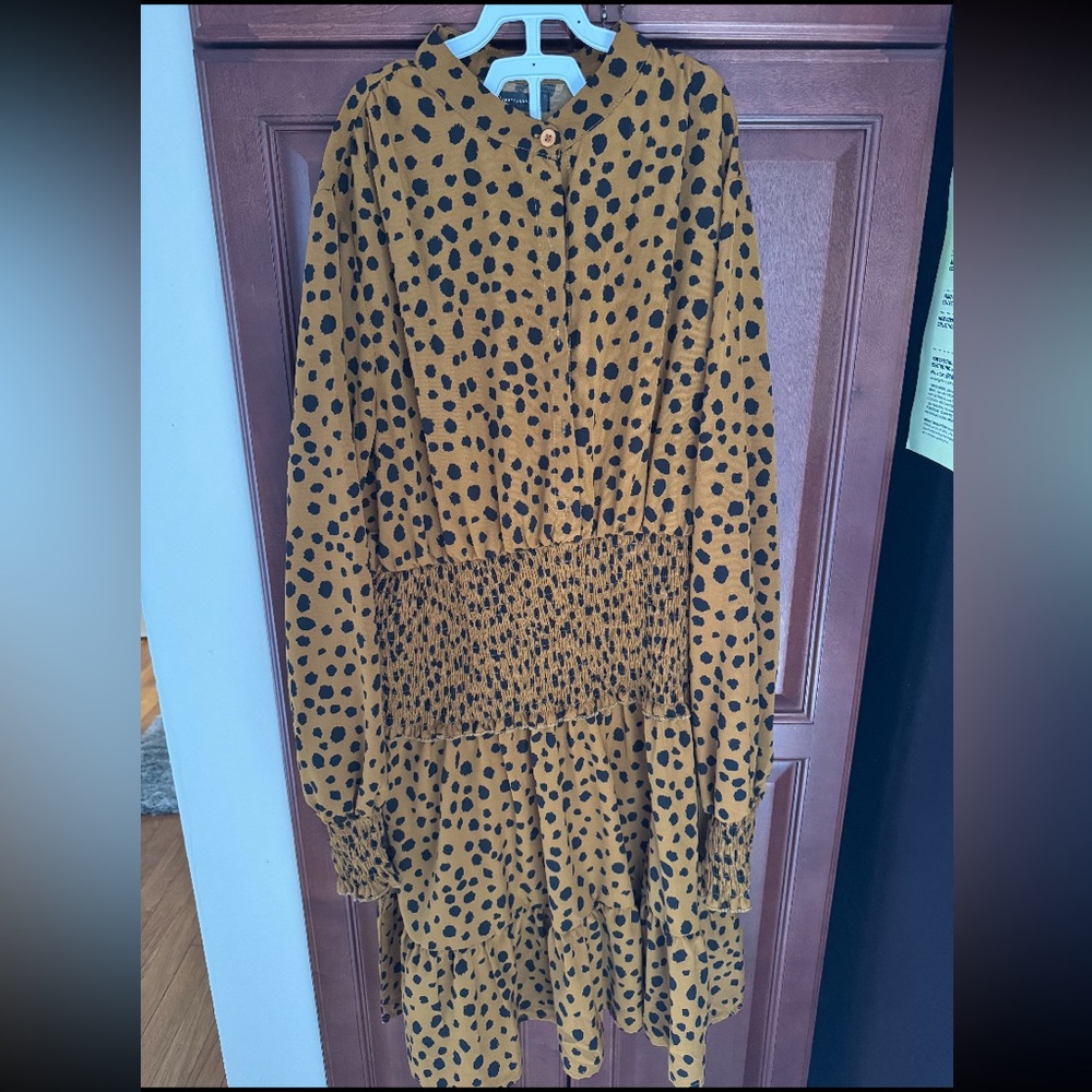 Leopard Print Long Sleeve Dress